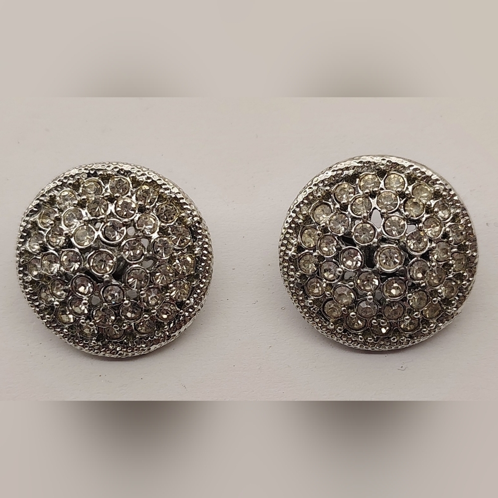 Vintage Kathy Lee Clip On Rhinestone Earrings Jewlery